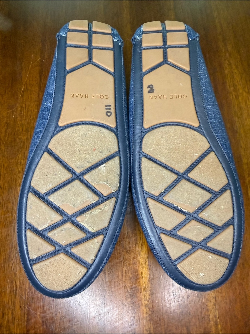 Cole Haan Blue Denim & Tan Leather Knot Loafers - Picture 5 of 7